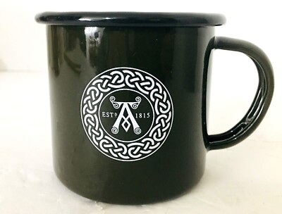 Islay Single Malt Scotch Whiskey Mug  Ardbeg  Black Enamel on Metal 3.25''H 12oz