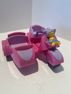 Fisher Price Little People 2007 Pink and Purple Motorcycle with Side Car 