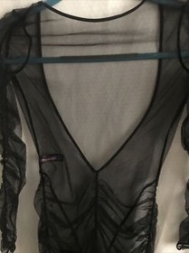 Maison Close Longewear Ruched Sheer Mesh Catsuit Black Size XS US 2 Inseam 28 In