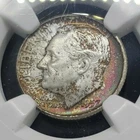 Extremely NICE 1957-D Roosevelt 10c Dime NGC MS-66 TONED silver multiple choice