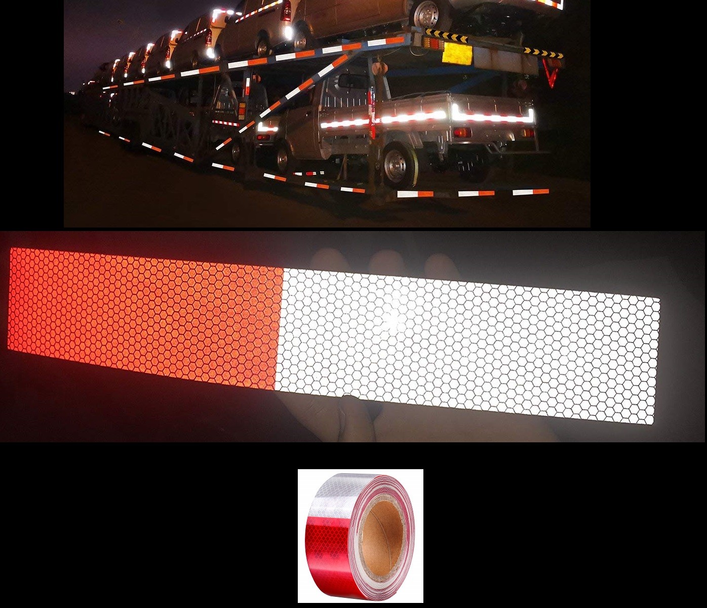 Reflex-Warnklebeband Rot/weiß - 5m Roll, 1,60€/m, Für Fahrzeuge & Sicherheit