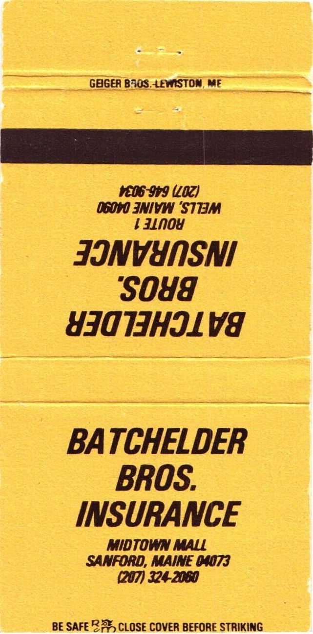 Batchelor Bros. Insurance Midtown Mall, Sanford, Maine Vintage