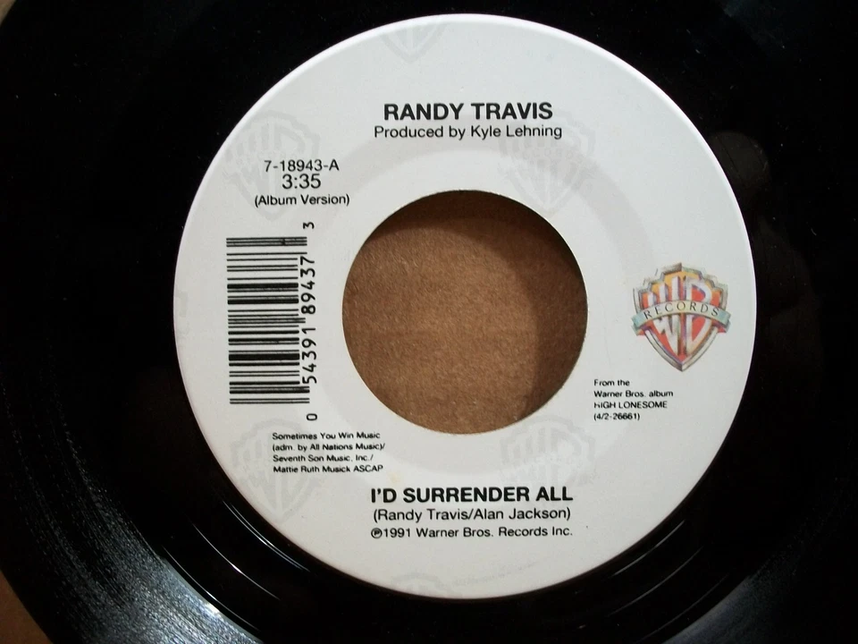 Randy Travis - I'd Surrender All/Let Me Try (45 RPM, 1991, Warner Bros.) - Image 2 of 4
