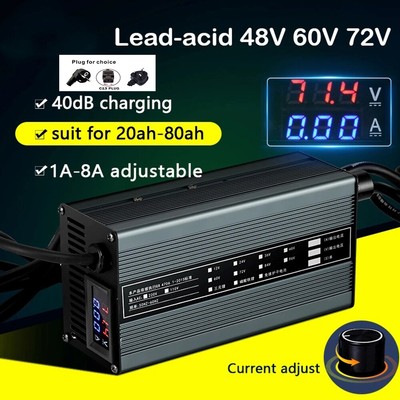 48V 60V 72V Li-Ion LiFePo4 13S-21S Lithium Akku Ladegerät Adjustable 1A-8A ACEU