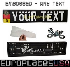 European License Plate Set - ANY TEXT, EMBOSS...