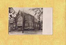 X RPPC real photo postcard 1901-29 udb CHURCH WITH PLYMOUTH OVER FRONT DOOR