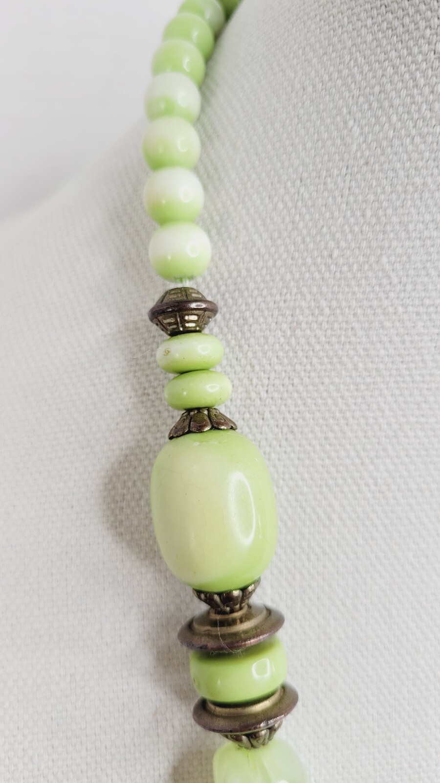 Continuous Statement Multi Strand Beaded Green Ne… - image 5