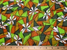 Antique Vintage Cotton Fabric 1950s 60s 1961  Retro Abstract Geometric 36w 1/2yd