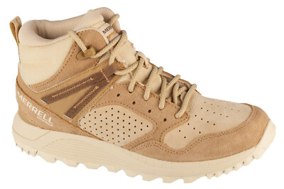 Trekkingschuhe Damen, Merrell Wildwood Mid Leather WP, Beige