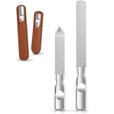 2Pcs Portable Washable Stainless Steel Nail File Fingernail Toenail