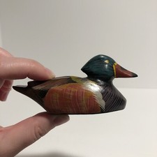 4 Wooden Duck Decoy Figurine Rustic Lodge Log Cabin Farmhouse Lake House Decor.