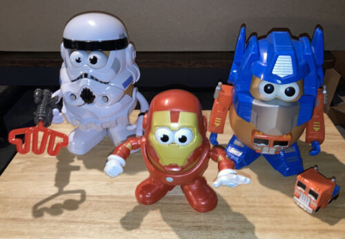 Lotto testa Mr. Potato x3 ~ Storm Trooper, Optimus Prime, Iron Man (piccolo) ~ Usato - Foto 1 di 8