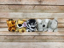 NWT Vintage 1994 Puffkins Safari Animals Giraffe, Tiger, Zebra, Koala, Elephant