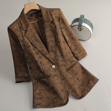 Blazer Donna Elegante Marrone Slim Fit Raso Ufficio Giacca Tailleur 35007