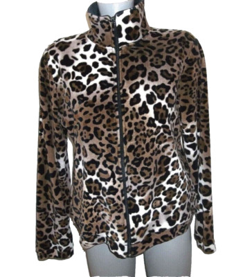KAKTUS Animal Print Zip-up Jacket, Sz MEDIUM PETITE, Cotton & Polyester, Pockets