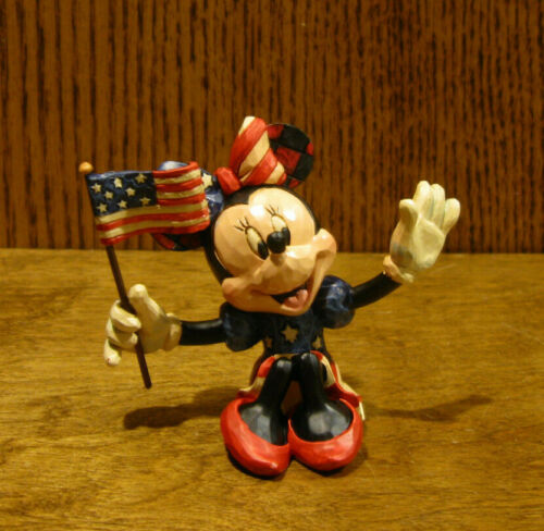 Jim Shore Disney Traditions Minis #4056744 MINNIE MOUSE w/ FLAG, 3.125" NEW/Box  - Foto 1 di 2