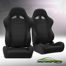 2 X Reclinable Black Pineapple Fabric Leftright Racing Seats Adjustor Slider
