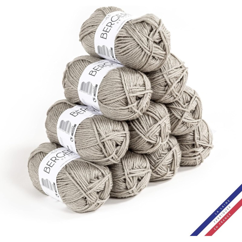 Laine mérinos anti-pilling Bergère de France Pavé lot de 10 pelotes