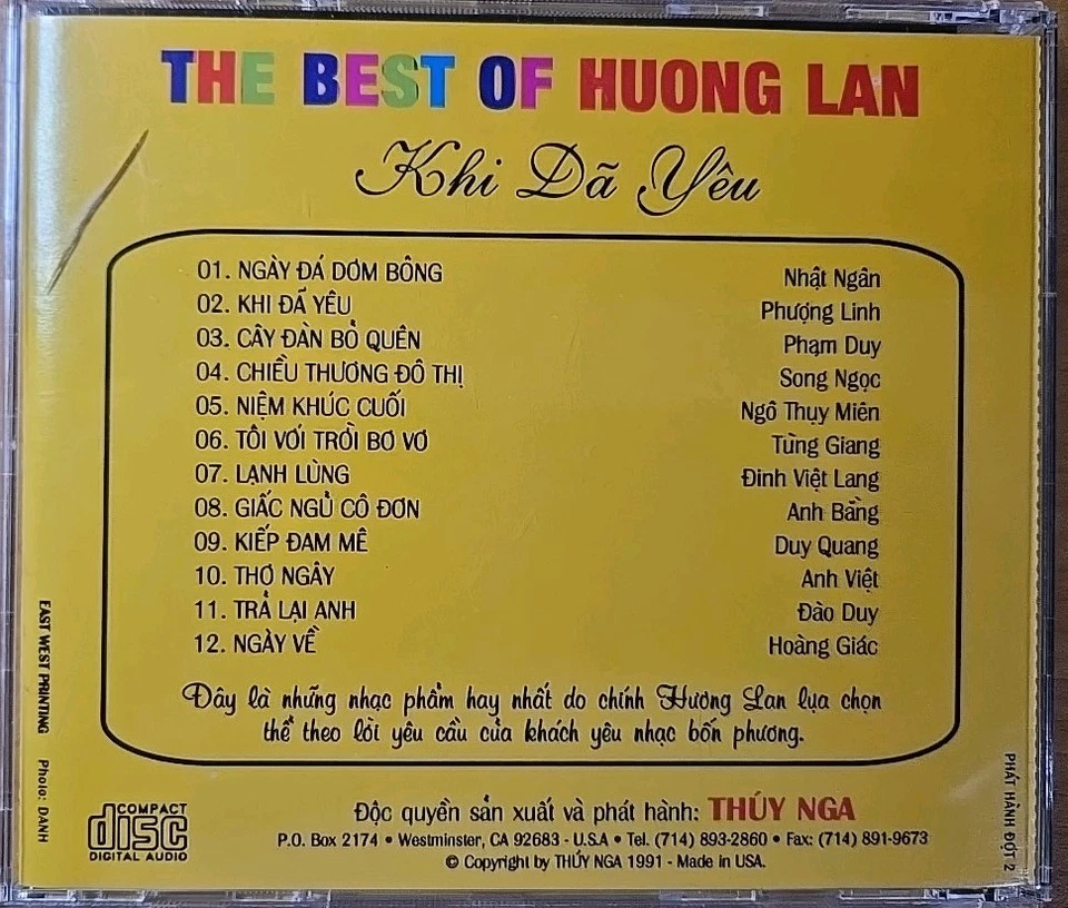 The Best Of Hương Lan - Khi Đã Yêu-  Thuy Nga CD số 2 - Phát hành Đợi 2 - Image 2 of 4