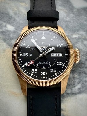 39mm Bronze Pilot Automatic Watch - Seiko NH35 Movement - brass flieger aviation