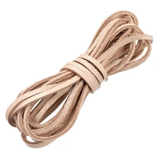 4.37 Yard 4mm Flat Leather Cord Braiding String for DIY Crafts Beige