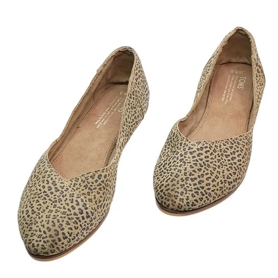 TOMS Jutti Leopard Print Pointed Toe Flats Women 9.5 Tan Brown Animal Print Shoe - Image 1 of 4