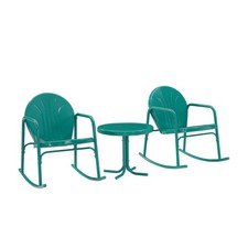 Griffith 3Pc Retro Outdoor Rocking Chair Set - Side Table & 2 Rocking Chairs