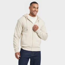 Men's High Pile Lined Zip-Up Hoodie - Goodfellow & Co Oyster L