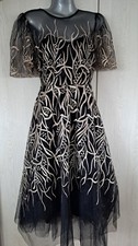 Ladies Goddiva Dress Size 10 Bkack And Gold Full Skirt