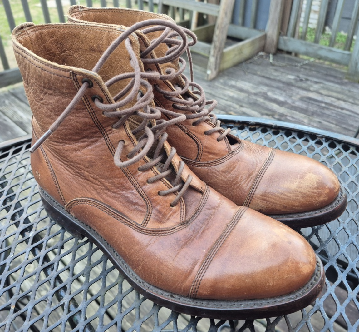 Frye Bowery Bal Cap-toe Lace-Up Cognac Brown Leather Boot  display picture 1