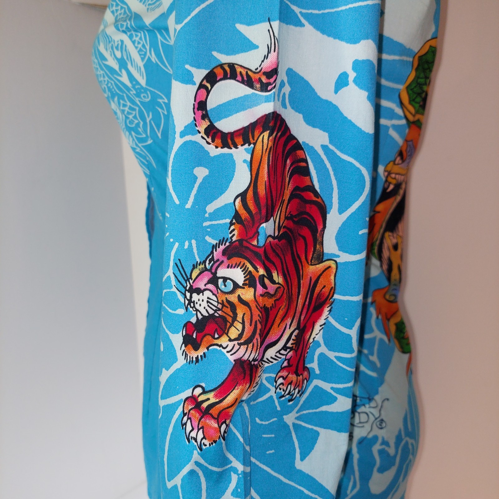 ✅️Ed Hardy By Christian Audigier Turquoise Button Down Shirt Women's Size XS image 7