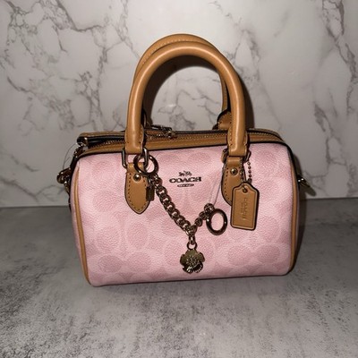 Coach Signature Powder Pink Mini Rowan Crossbody Bag With Charm
