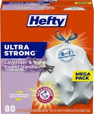 Hefty Ultra Strong E84544 Tall Kitchen Trash Bags, Lavender 13 Gallon, 80 Count