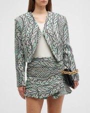 IRO Agnese Jacket Cropped Green Tweed Blazer Women's Medium EU 38 NWT 695