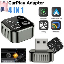 Carplay Adapter 2/4-IN-1 Wired to Wireless CarPlay Android Auto Mirror Link USA