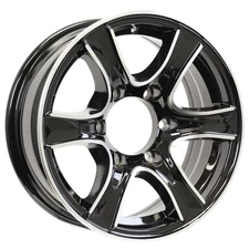 eCustomrim Aluminum Trailer Wheel 15X6 15" Thoroughbred Black 6 Lug 5.5" Center