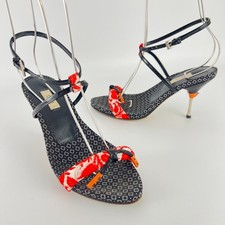 Prada | Auth S/S 2003 Archival Vintage Kimono Red Black Leather Heels Rare(35.5)