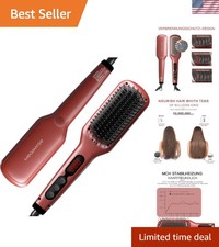 Frizz-Free Hair with Our Anti-Scald Ceramic Straightener Brush - Tomato Red