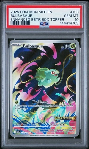 2025 Pokemon Mega Evolution Bulbasaur #133 Enhanced Stamp Box Topper PSA 10 Gem