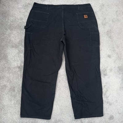 Carhartt Pants Mens 44 x 29 Black Dungaree Fit EUC Carpenter Work Canvas B11-BLK