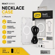 Official/Genuine Otterbox (iPhone 16) Case React Necklace Magsafe Cover - Clear