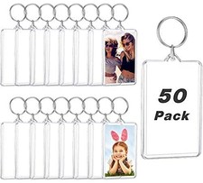 50 Pcs 2x3 Inch Acrylic Photo Insert Keychain Picture Photo Insert Blank Keyring