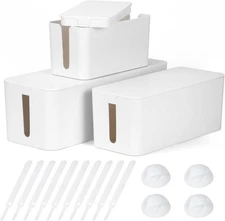 Cable Management Box DUNCHATY 3 Pack Cable Box Organizer with Large Medium Sm...