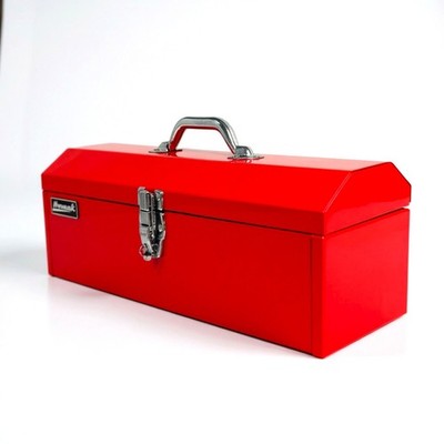 Homak 19-Inch Steel Hip-Roof Tool Box Short Red Portable Toolbox RD00119200