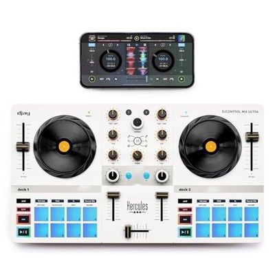 HERCULES DJCONTROL MIX ULTRA   MOBILE DJ CONTROLLER FOR SMARTPHONES - WHITE