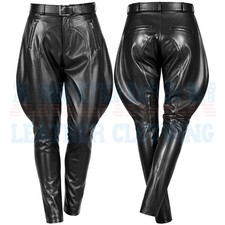 Men&rsquo;s Genuine Leather Jodhpurs Breeches Equestrian Riding Pants Slim Fit