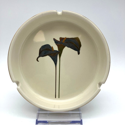 Vintage Otagiri Japan ''Golden Calla Lily'' Porzellan Aschenbecher Goldrand 13cm