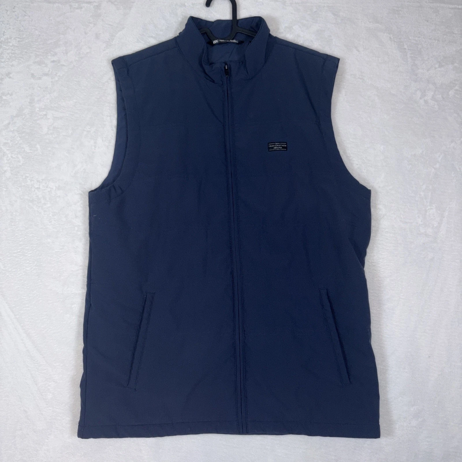 Travis Mathew Vest Men Large Blue Puffer Full Zip Insulated Sleeveless Vest Golf