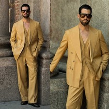 Fashion New Men's Solid Suits Casual Fit Jacket Straight Pants 2 PCS Custom Made