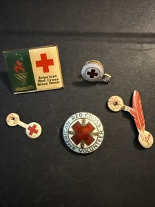 Vintage Red Cross Pins.  Volunteer And Donor Pins. 1 Sterling Silver. Make Offer